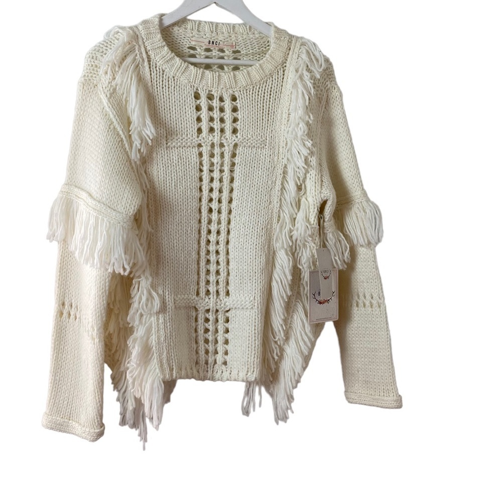 BNCI by Blanc Noir Women's Wool Blend Boho Sweater Sz S